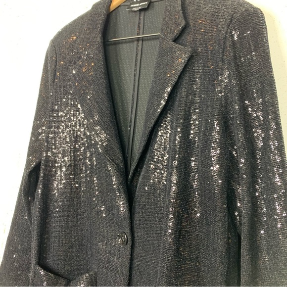 Giorgio’s Armani Sequin Metallic Black Oversize Blazer Jacket Size 44 - Picture 9 of 15
